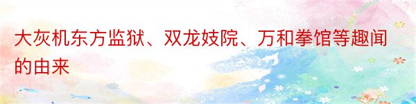 大灰机东方监狱、双龙妓院、万和拳馆等趣闻的由来