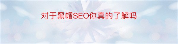 对于黑帽SEO你真的了解吗