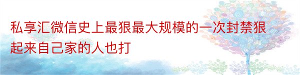 私享汇微信史上最狠最大规模的一次封禁狠起来自己家的人也打