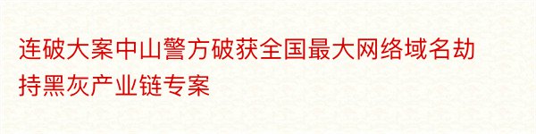 连破大案中山警方破获全国最大网络域名劫持黑灰产业链专案