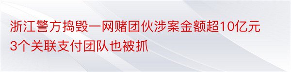 浙江警方捣毁一网赌团伙涉案金额超10亿元3个关联支付团队也被抓