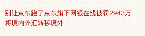 别让京东跑了京东旗下网银在线被罚2943万将境内外汇转移境外