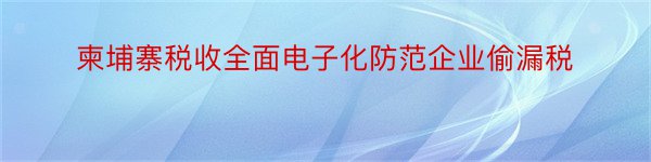 柬埔寨税收全面电子化防范企业偷漏税