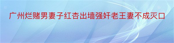 广州烂赌男妻子红杏出墙强奸老王妻不成灭口