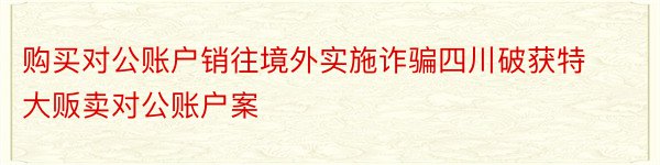 购买对公账户销往境外实施诈骗四川破获特大贩卖对公账户案