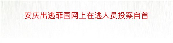 安庆出逃菲国网上在逃人员投案自首