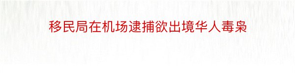 移民局在机场逮捕欲出境华人毒枭