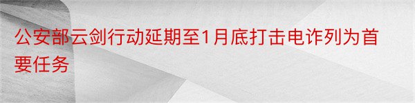 公安部云剑行动延期至1月底打击电诈列为首要任务