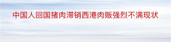 中国人回国猪肉滞销西港肉贩强烈不满现状