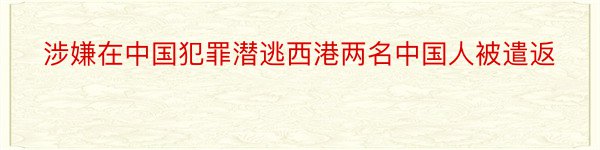 涉嫌在中国犯罪潜逃西港两名中国人被遣返