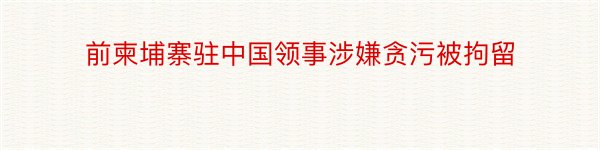 前柬埔寨驻中国领事涉嫌贪污被拘留