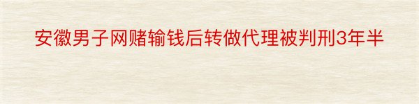 安徽男子网赌输钱后转做代理被判刑3年半