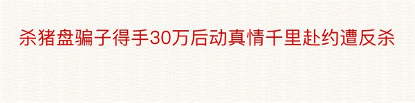 杀猪盘骗子得手30万后动真情千里赴约遭反杀