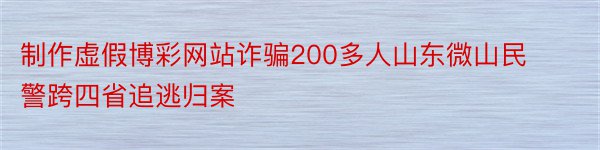 制作虚假博彩网站诈骗200多人山东微山民警跨四省追逃归案