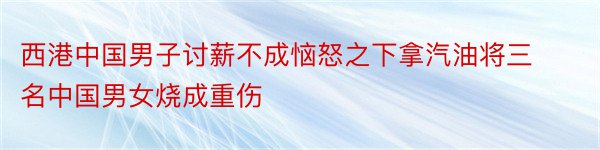 西港中国男子讨薪不成恼怒之下拿汽油将三名中国男女烧成重伤