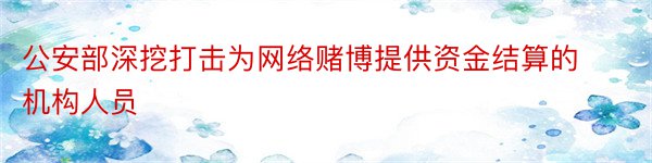 公安部深挖打击为网络赌博提供资金结算的机构人员