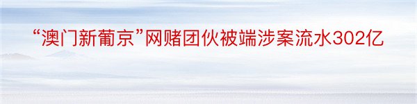 “澳门新葡京”网赌团伙被端涉案流水302亿