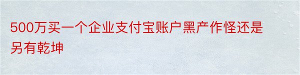 500万买一个企业支付宝账户黑产作怪还是另有乾坤