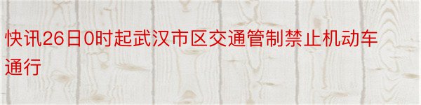 快讯26日0时起武汉市区交通管制禁止机动车通行