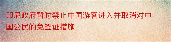 印尼政府暂时禁止中国游客进入并取消对中国公民的免签证措施