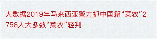 大数据2019年马来西亚警方抓中国籍“菜农”2758人大多数“菜农”轻判