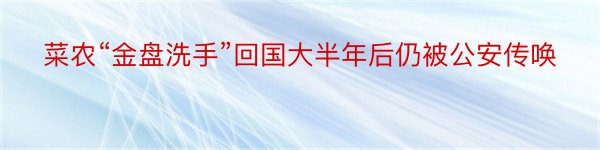 菜农“金盘洗手”回国大半年后仍被公安传唤