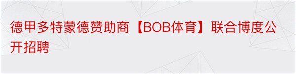 德甲多特蒙德赞助商【BOB体育】联合博度公开招聘