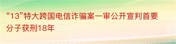 “13”特大跨国电信诈骗案一审公开宣判首要分子获刑18年