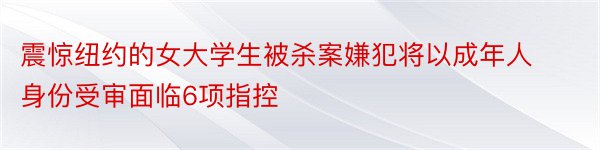 震惊纽约的女大学生被杀案嫌犯将以成年人身份受审面临6项指控