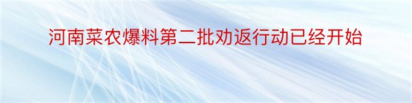 河南菜农爆料第二批劝返行动已经开始