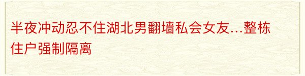 半夜冲动忍不住湖北男翻墙私会女友…整栋住户强制隔离