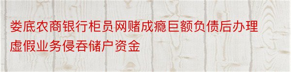 娄底农商银行柜员网赌成瘾巨额负债后办理虚假业务侵吞储户资金