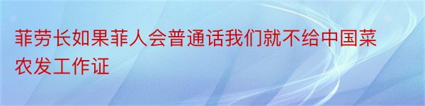 菲劳长如果菲人会普通话我们就不给中国菜农发工作证