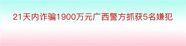 21天内诈骗1900万元广西警方抓获5名嫌犯