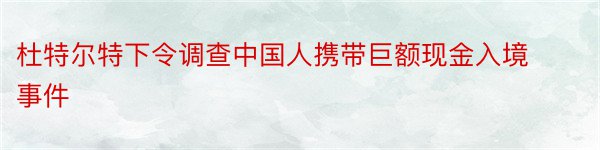 杜特尔特下令调查中国人携带巨额现金入境事件