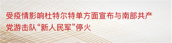 受疫情影响杜特尔特单方面宣布与南部共产党游击队“新人民军”停火