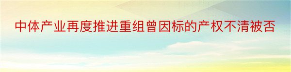 中体产业再度推进重组曾因标的产权不清被否