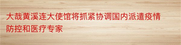 大哉黄溪连大使馆将抓紧协调国内派遣疫情防控和医疗专家