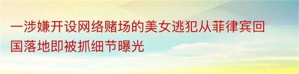 一涉嫌开设网络赌场的美女逃犯从菲律宾回国落地即被抓细节曝光