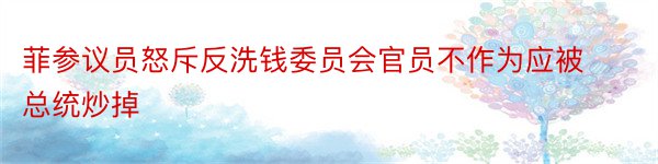 菲参议员怒斥反洗钱委员会官员不作为应被总统炒掉