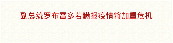 副总统罗布雷多若瞒报疫情将加重危机