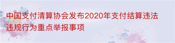 中国支付清算协会发布2020年支付结算违法违规行为重点举报事项