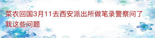 菜农回国3月11去西安派出所做笔录警察问了我这些问题