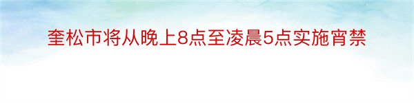 奎松市将从晚上8点至凌晨5点实施宵禁