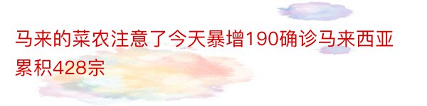 马来的菜农注意了今天暴增190确诊马来西亚累积428宗