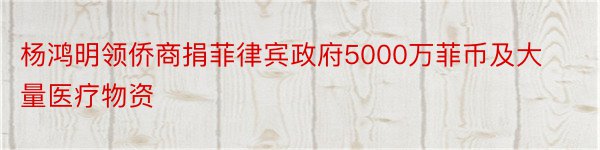 杨鸿明领侨商捐菲律宾政府5000万菲币及大量医疗物资