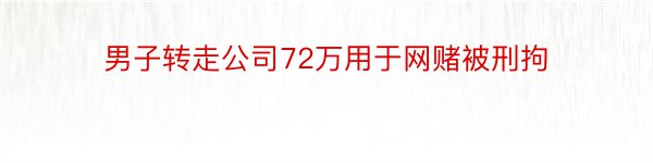 男子转走公司72万用于网赌被刑拘