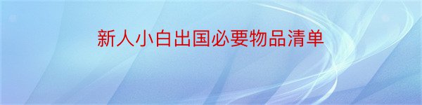 新人小白出国必要物品清单