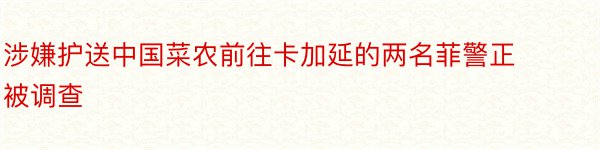 涉嫌护送中国菜农前往卡加延的两名菲警正被调查