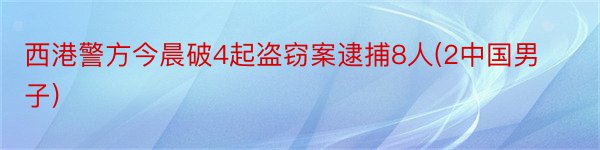 西港警方今晨破4起盗窃案逮捕8人(2中国男子)